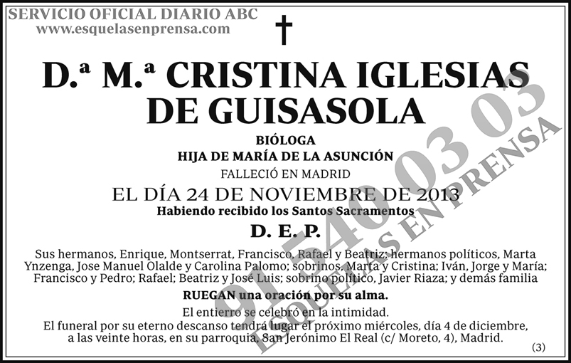 M.ª Cristina Iglesias de Guisasola
